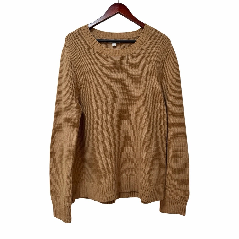 J Crew Womens‎ Classic Crew Neck Sweater Size XL Brown Chunky Knit Academia